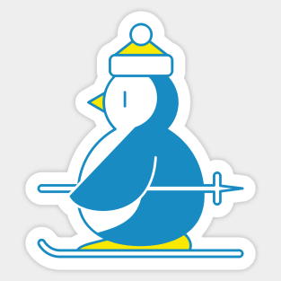 Little Blue Penguin Skiing Sticker